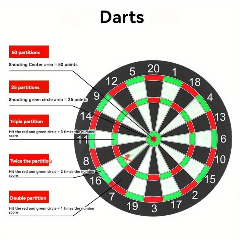 12in/15in/17in, Magnetic attraction Double-sided Printed Dart Board With 6 Darts, Professional Dart Target, Outdoor Dart Game Su
