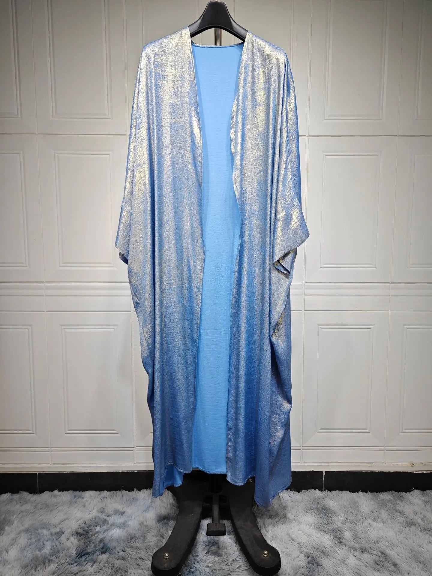 Shiny Party Abaya Ramadan Eid Batwing Satin Open Kimono Dubai Luxury Muslim Damen Abayas For Women Kaftan Dress Islamic Clothing