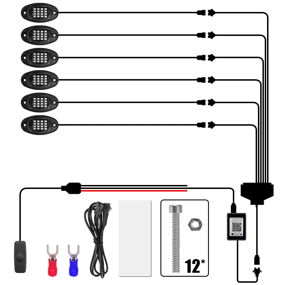 RGB LED Rock Lights 4/6/8 In 1 Car Chassis Light For Jeep Off-Road Truck Boat Music Sync Bluetooth APP Control Undergolw