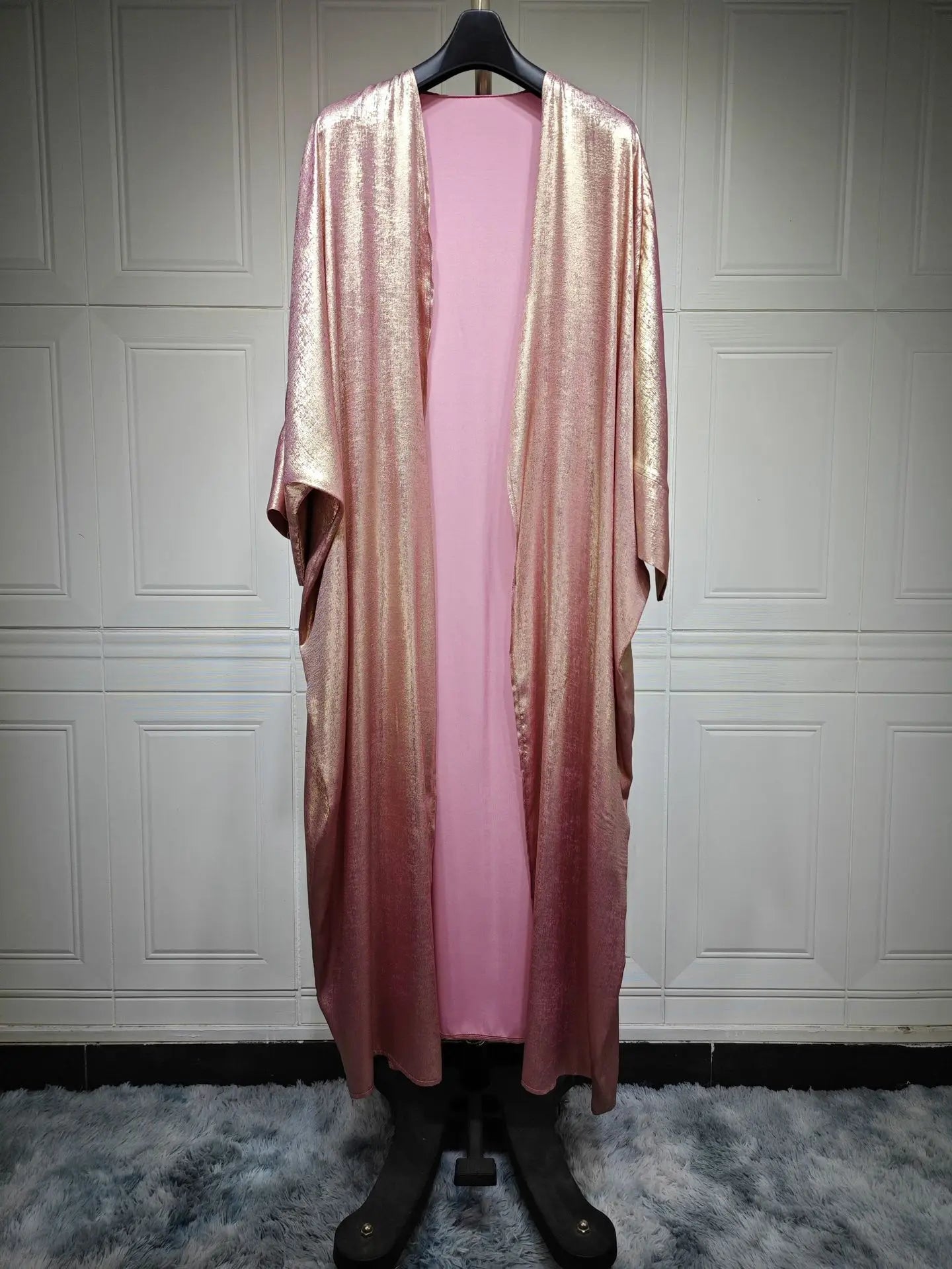 Shiny Party Abaya Ramadan Eid Batwing Satin Open Kimono Dubai Luxury Muslim Damen Abayas For Women Kaftan Dress Islamic Clothing