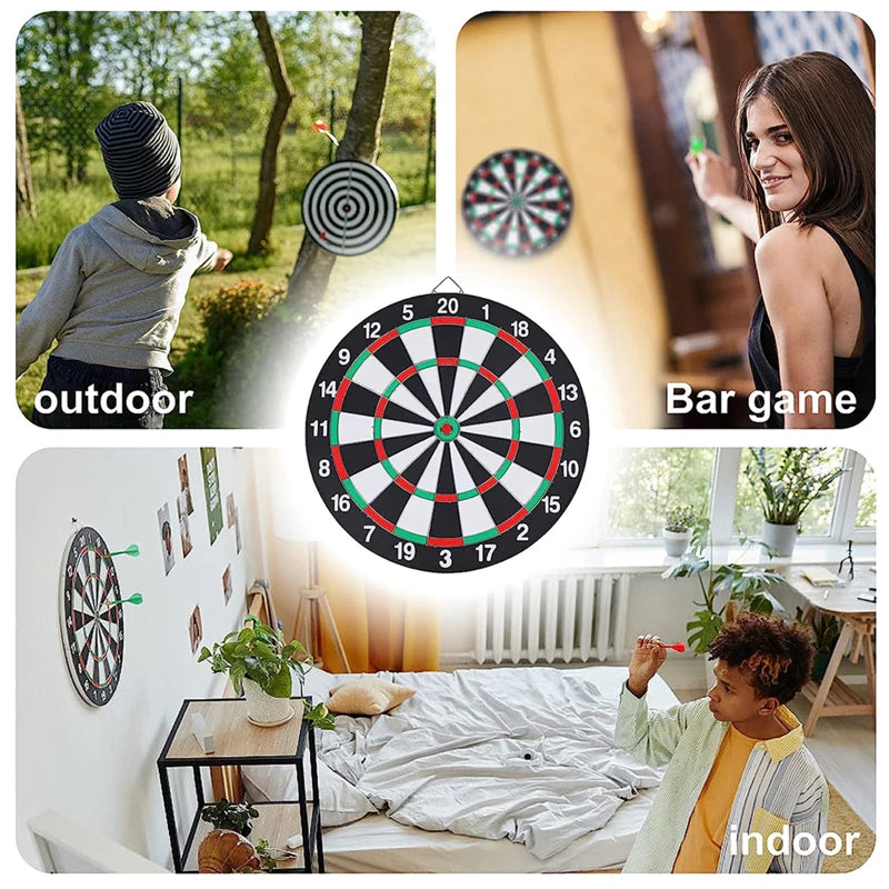 12/15/17 Inches Dart Board Game Set With Dart Needles Double-sided Hanging Dartboard Indoor Entertainment For Family & Friends