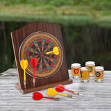Wooden Dart Board Set 6 Darts Miniature Desk Top Darts for Fun Party Outdoor