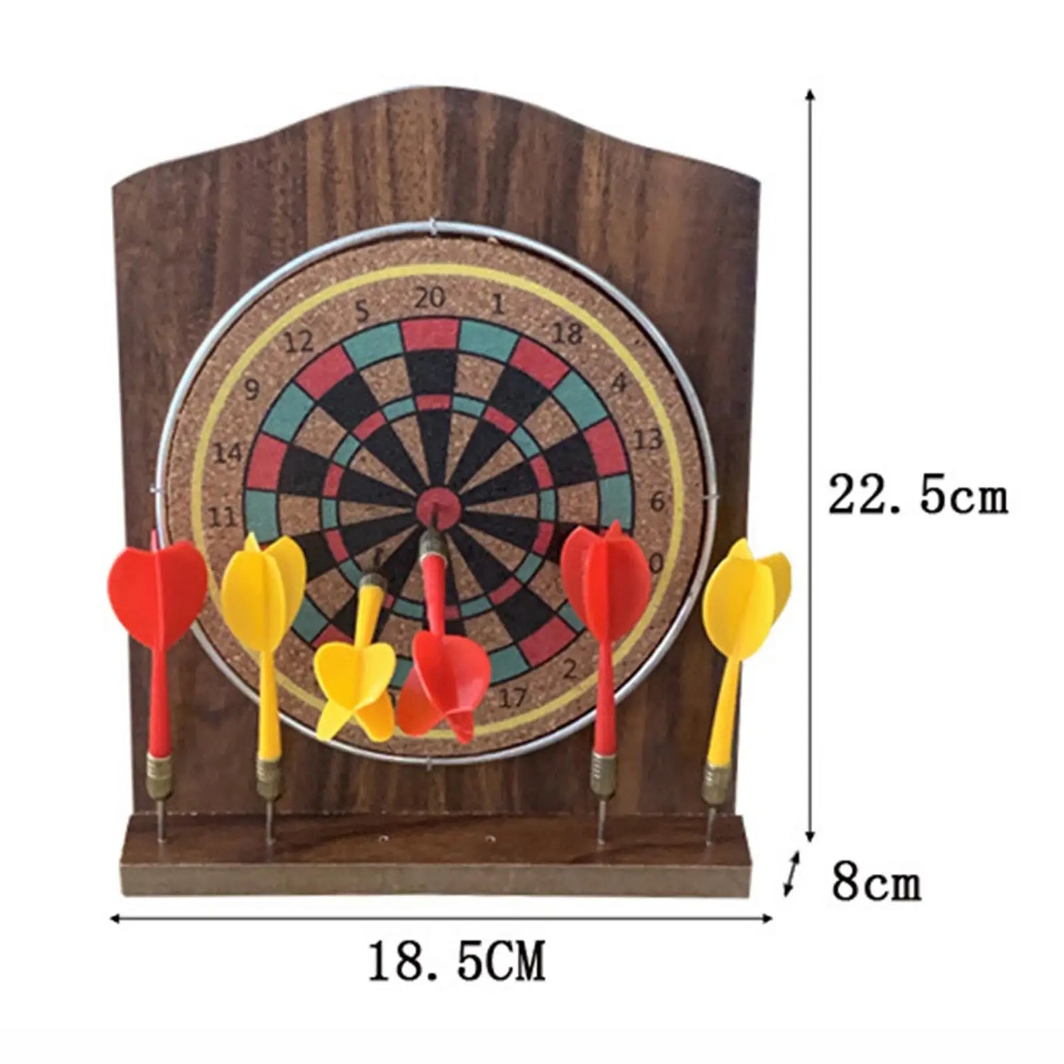 Wooden Dart Board Set 6 Darts Miniature Desk Top Darts for Fun Party Outdoor