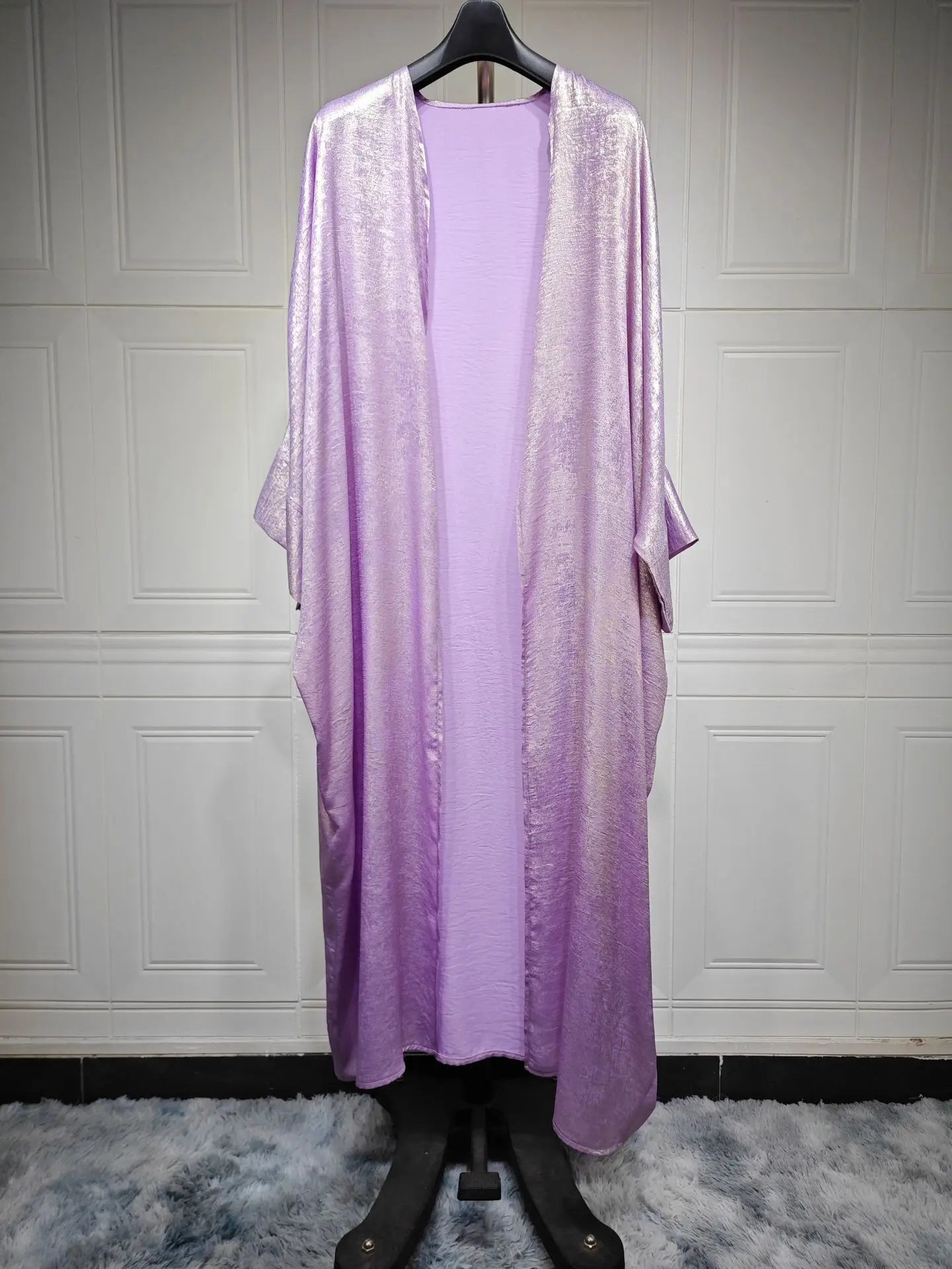Shiny Party Abaya Ramadan Eid Batwing Satin Open Kimono Dubai Luxury Muslim Damen Abayas For Women Kaftan Dress Islamic Clothing