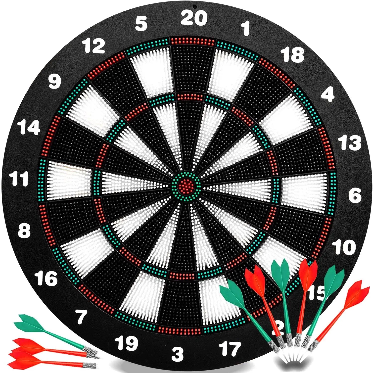 Rubber Dart Board Entertainment and Leisure with 6 Soft Tip Darts for Children and Adultsn Darts Board Pins 18 Inch