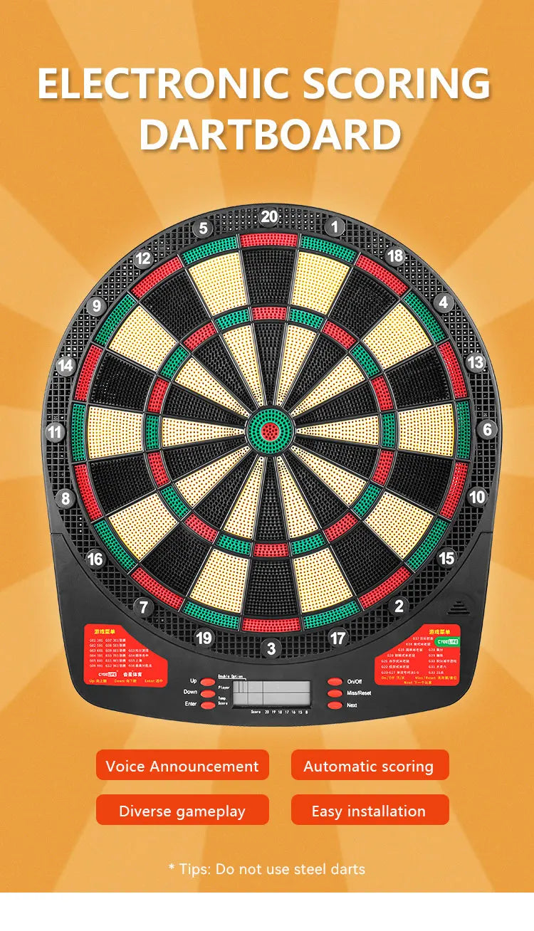 CyeeLife 15.5in Electronic Dart board set with LED,32Games and Multi player play Home Office Bar Outdoor Professional