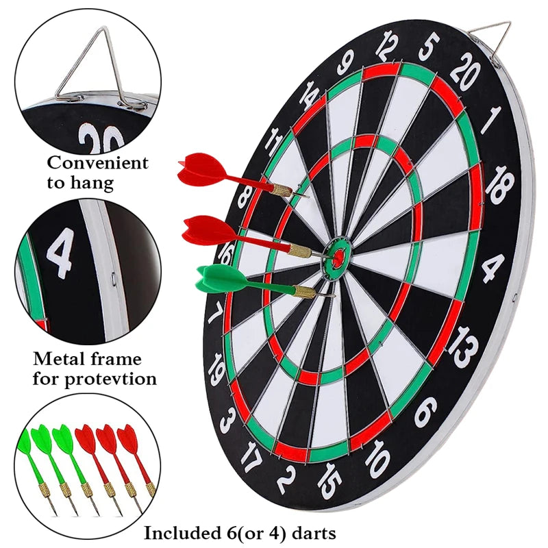 12/15/17 Inches Dart Board Game Set With Dart Needles Double-sided Hanging Dartboard Indoor Entertainment For Family & Friends