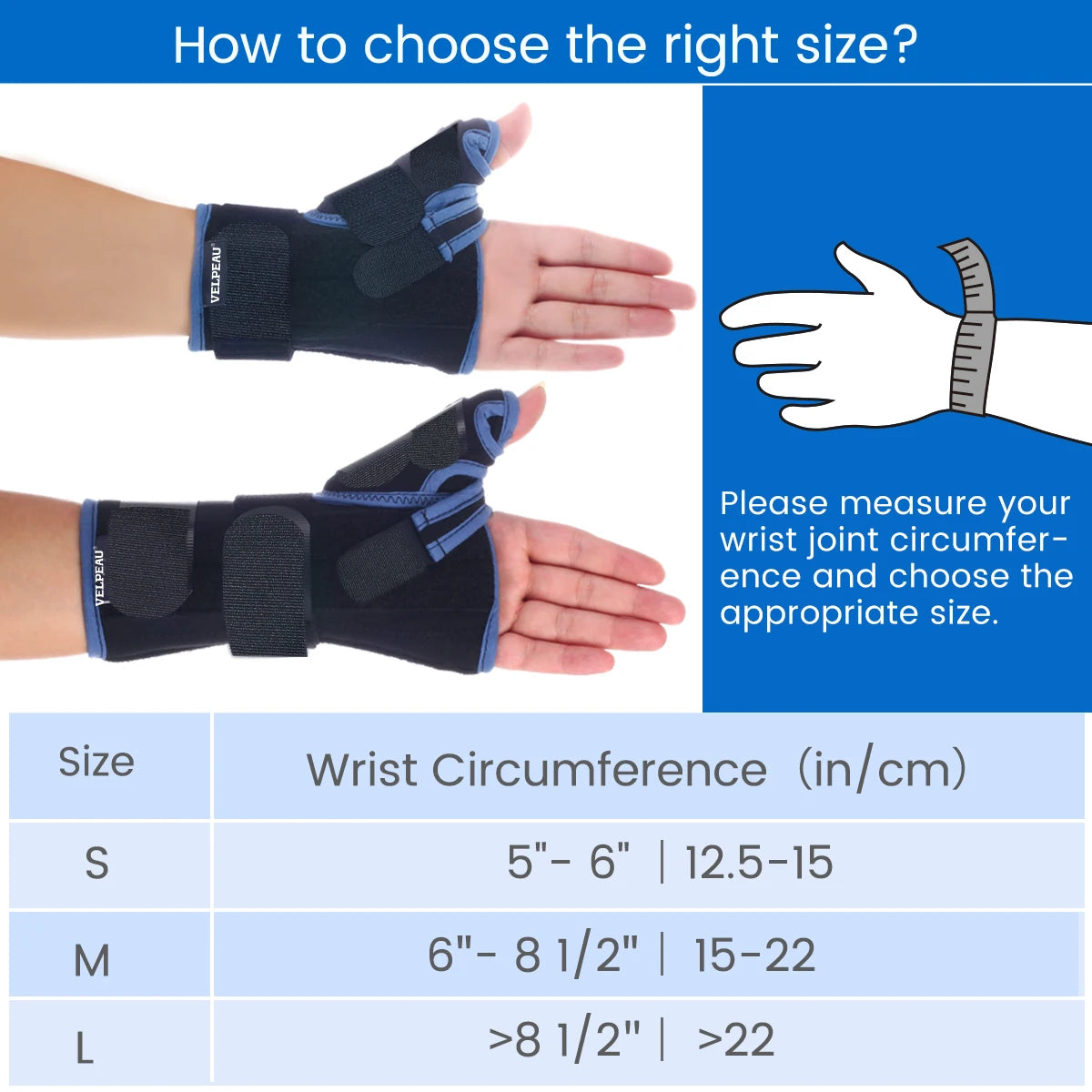 VELPEAU Wrist Splint Medical for Carpal Tunnel Pain, Tendonitis and Arthritis Wrist Brace with Thumb Support Adjustable