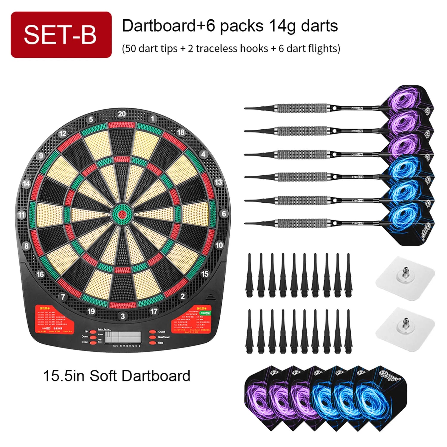CyeeLife 15.5in Electronic Dart board set with LED,32Games and Multi player play Home Office Bar Outdoor Professional