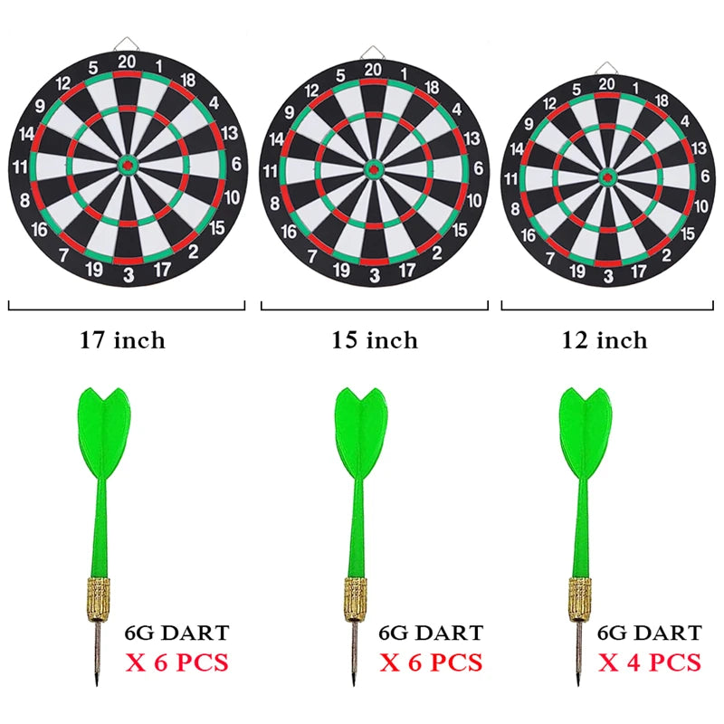12/15/17 Inches Dart Board Game Set With Dart Needles Double-sided Hanging Dartboard Indoor Entertainment For Family & Friends