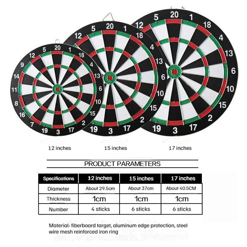 12/15/17 Inches Dart Board Game Set With Dart Needles Double-sided Hanging Dartboard Indoor Entertainment For Family & Friends