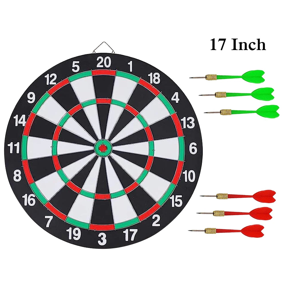 12/15/17 Inches Dart Board Game Set With Dart Needles Double-sided Hanging Dartboard Indoor Entertainment For Family & Friends