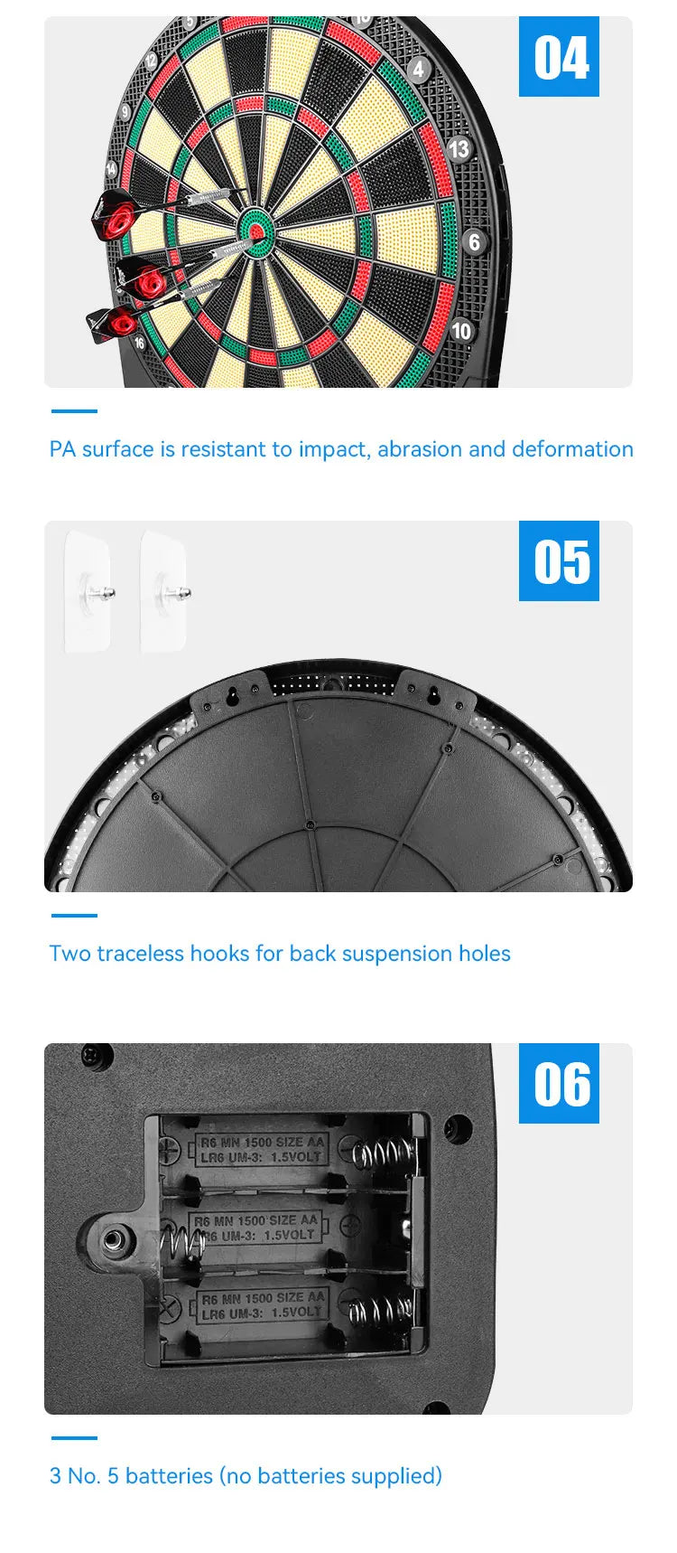 CyeeLife 15.5in Electronic Dart board set with LED,32Games and Multi player play Home Office Bar Outdoor Professional