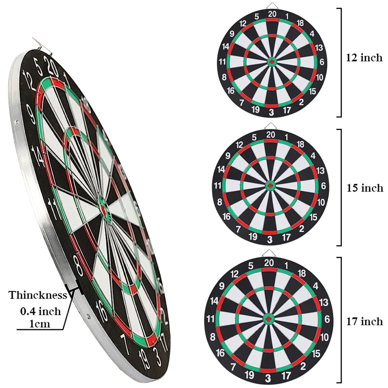 12/15/17 Inches Dart Board Game Set With Dart Needles Double-sided Hanging Dartboard Indoor Entertainment For Family & Friends