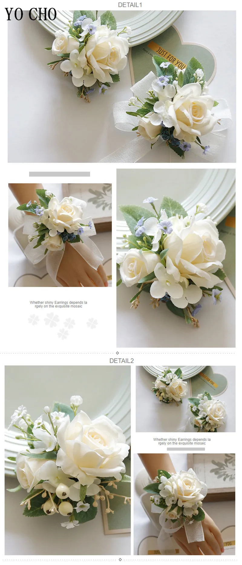 Ivory Wrist Corsage Bridesmaid Sisters Handmade Flower Artificial Silk Rose Bracelet Flowers For Wedding Dancing Party Decor