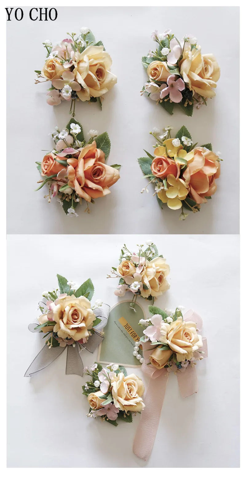 Ivory Wrist Corsage Bridesmaid Sisters Handmade Flower Artificial Silk Rose Bracelet Flowers For Wedding Dancing Party Decor