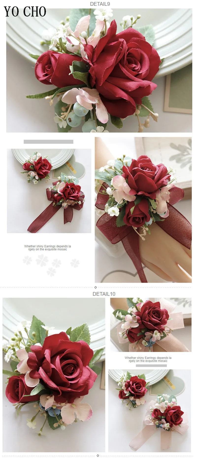 Ivory Wrist Corsage Bridesmaid Sisters Handmade Flower Artificial Silk Rose Bracelet Flowers For Wedding Dancing Party Decor