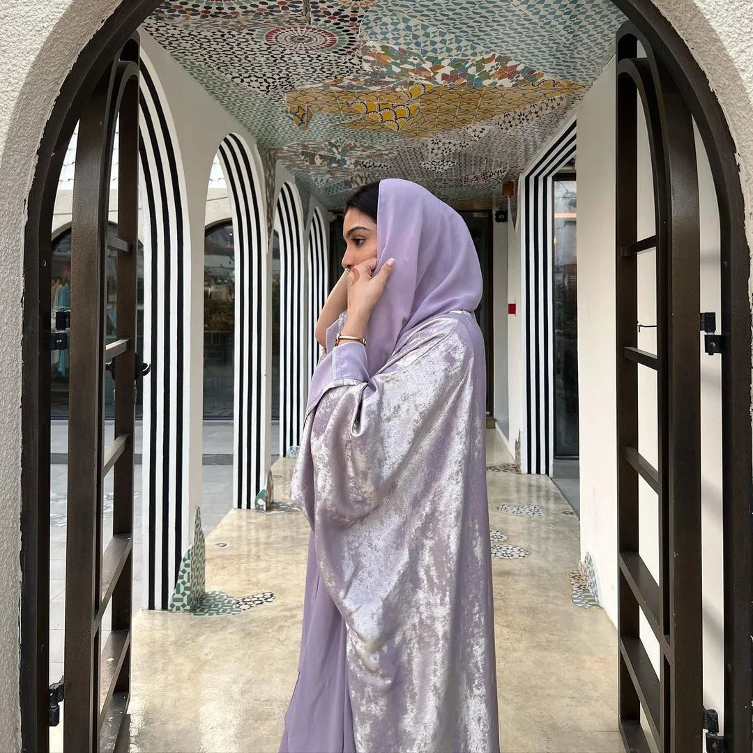 Shiny Party Abaya Ramadan Eid Batwing Satin Open Kimono Dubai Luxury Muslim Damen Abayas For Women Kaftan Dress Islamic Clothing