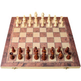 International Chess 3-in-1 Wooden Chess Set Toy Educational Brain Training Folding Board Game for Children High-end Gift