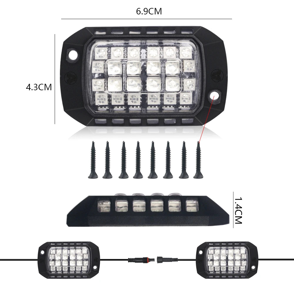 Rock Lights Remote APP Control RGB 3D Lens LED for Offroad RZR SUV ATV UTV Jeep Neon Underbody Undergolw Car Chassis Light