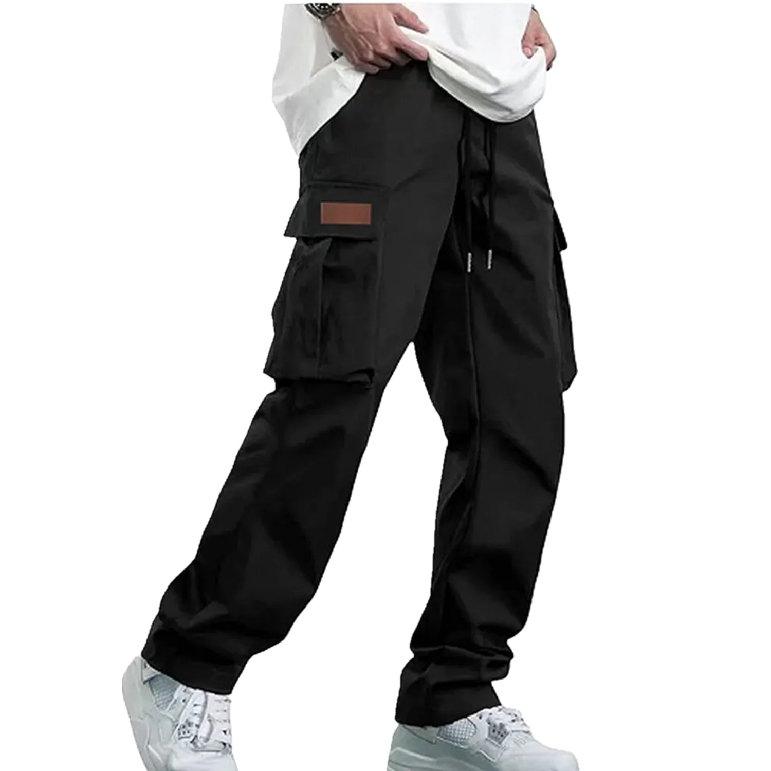 2025new men's workwear pants, European and American men's loose straight casual pants, men's workwear pocket pants