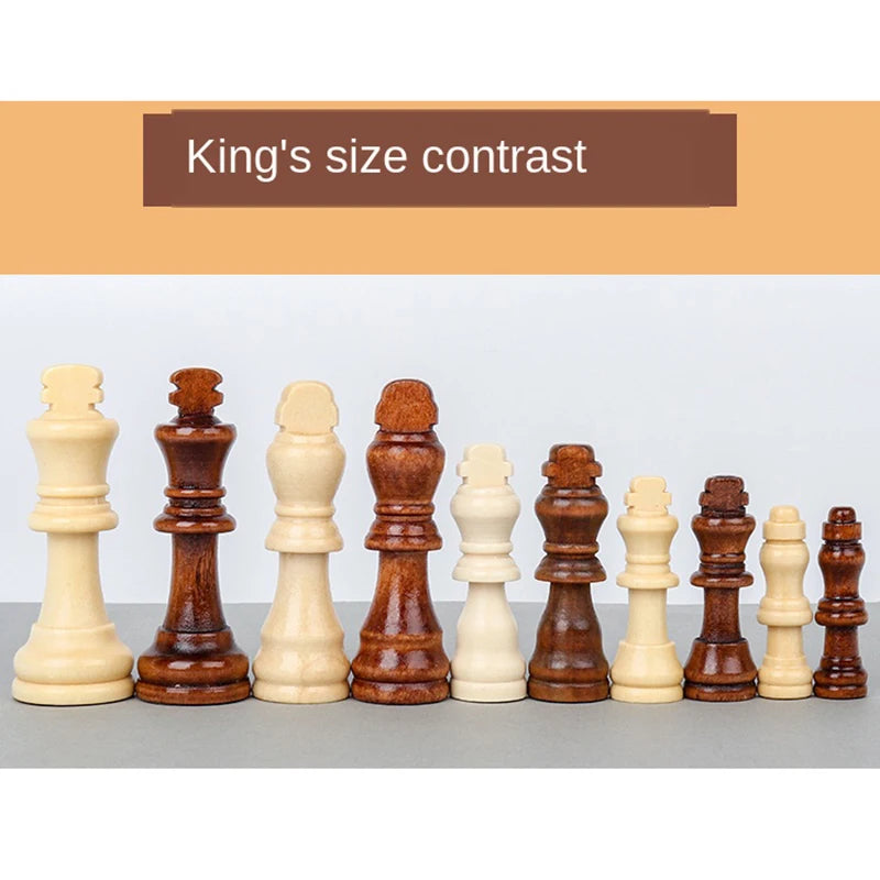 International Chess 3-in-1 Wooden Chess Set Toy Educational Brain Training Folding Board Game for Children High-end Gift