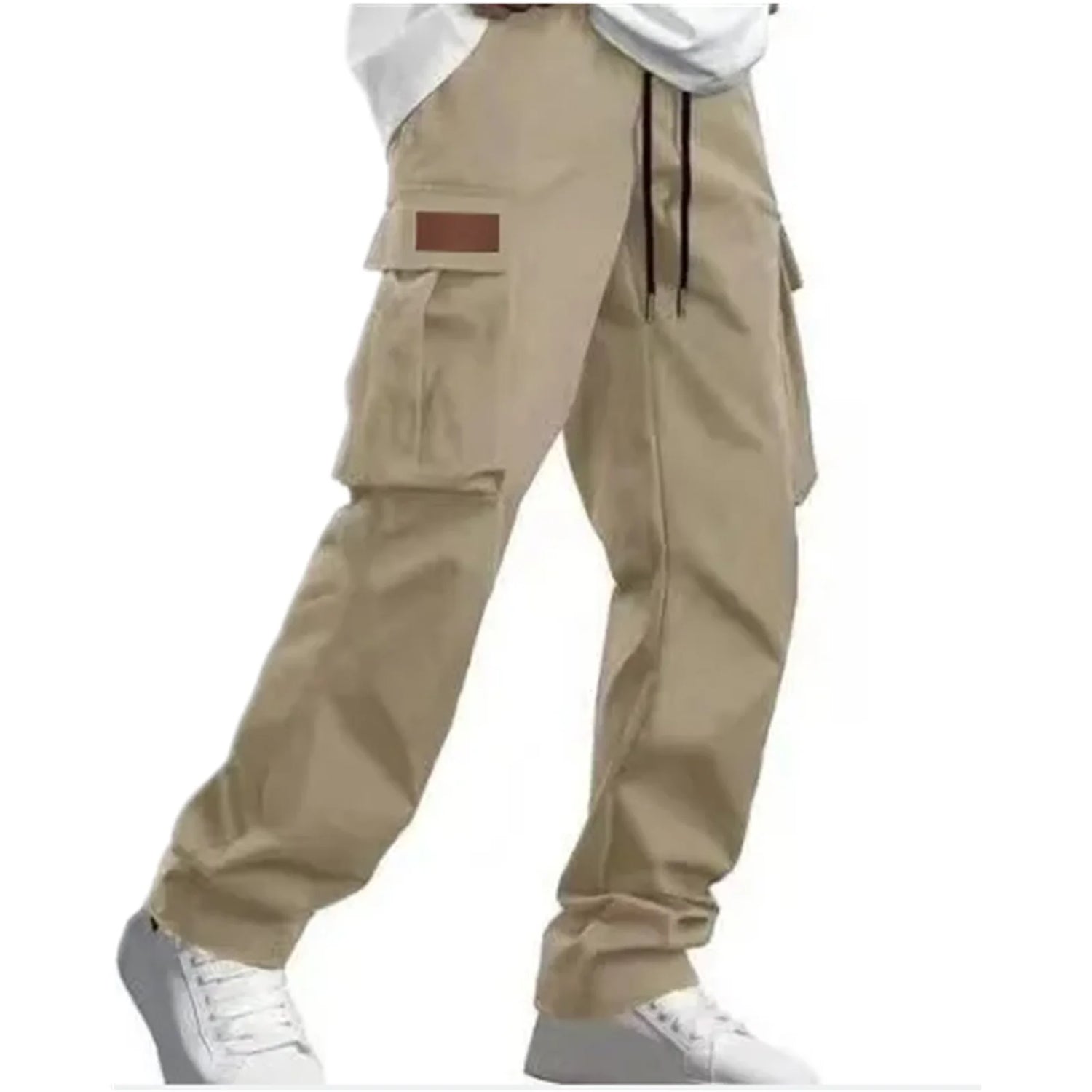 2025new men's workwear pants, European and American men's loose straight casual pants, men's workwear pocket pants