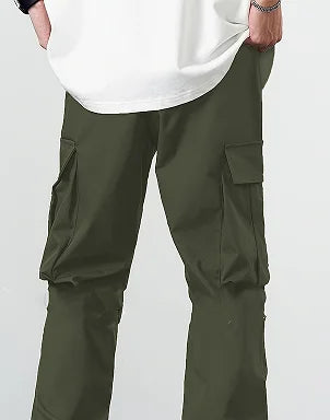 2025new men's workwear pants, European and American men's loose straight casual pants, men's workwear pocket pants