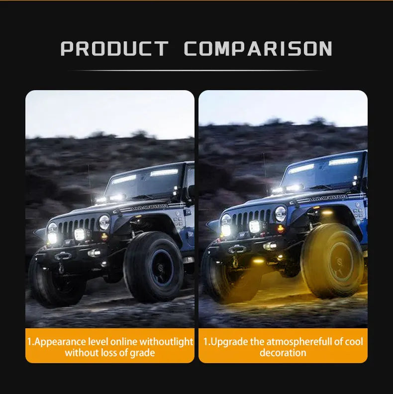 Rock Lights Remote APP Control RGB 3D Lens LED for Offroad RZR SUV ATV UTV Jeep Neon Underbody Undergolw Car Chassis Light