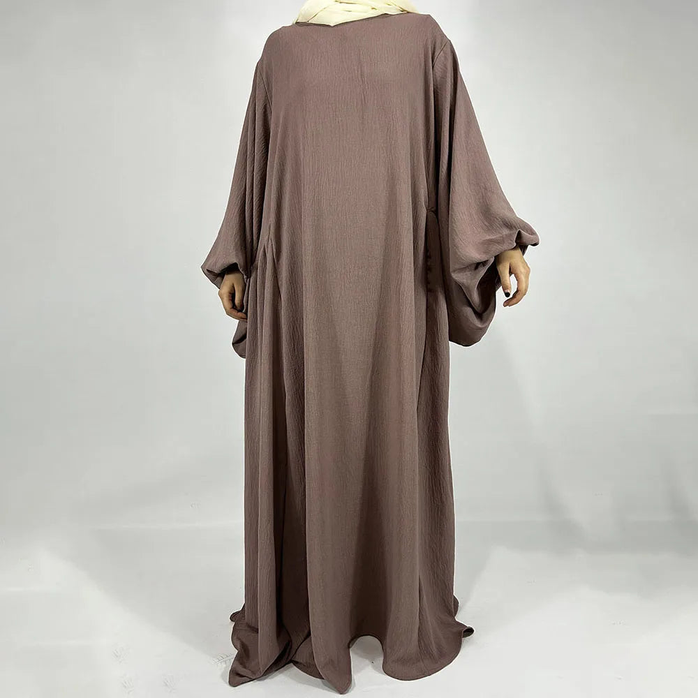 New Balloon Sleeve Abaya Jazz Crepe Wide Bottom Loose EID Ramadan Dubai Muslim Woman Wholesale Islamic Clothing Modest Dress