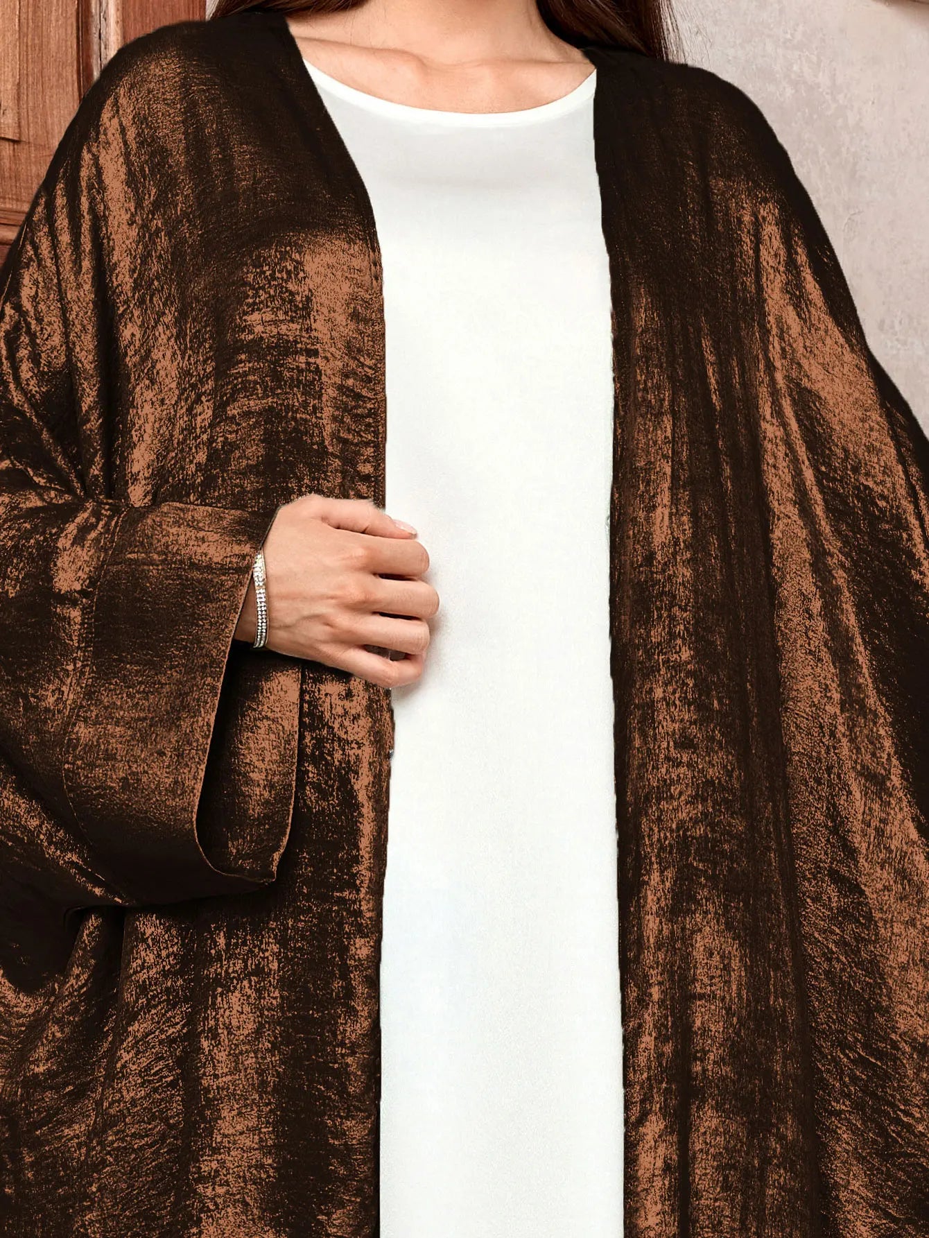 Shiny Party Abaya Ramadan Eid Batwing Satin Open Kimono Dubai Luxury Muslim Damen Abayas For Women Kaftan Dress Islamic Clothing