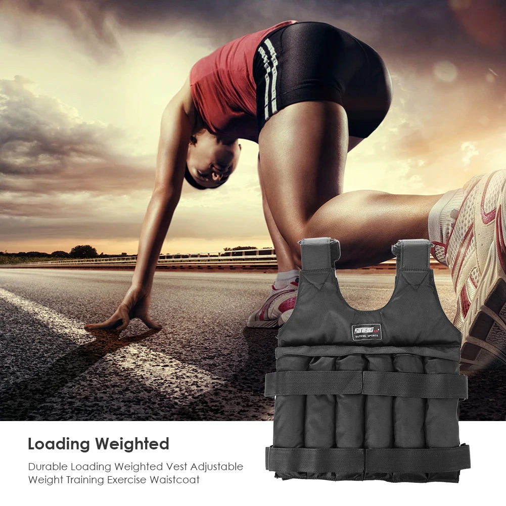 3-50KG Durable Weighted Vest Adjustable Weight Training Exercise Waistcoat Jacket Sand Clothing Boxing Fitness Equipment