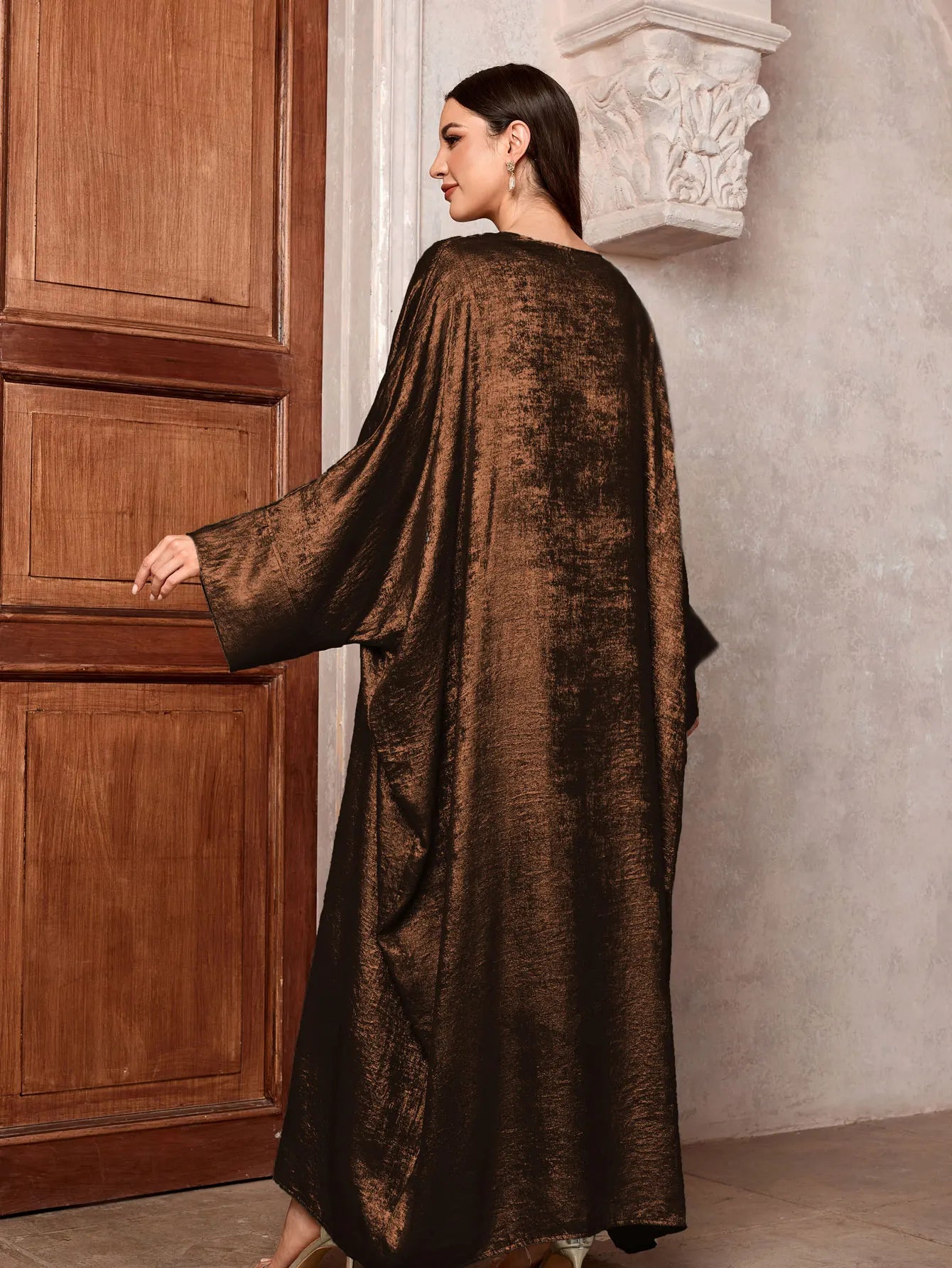 Shiny Party Abaya Ramadan Eid Batwing Satin Open Kimono Dubai Luxury Muslim Damen Abayas For Women Kaftan Dress Islamic Clothing