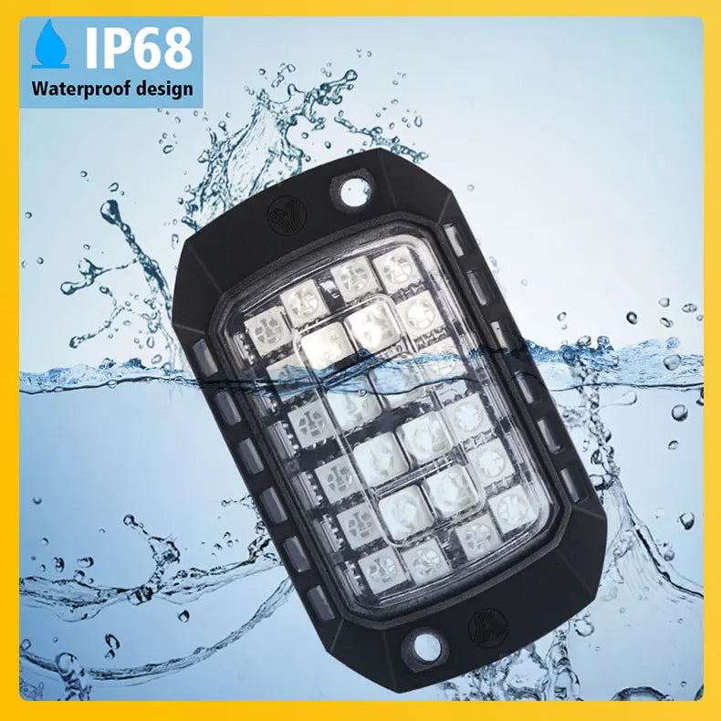 Rock Lights Remote APP Control RGB 3D Lens LED for Offroad RZR SUV ATV UTV Jeep Neon Underbody Undergolw Car Chassis Light