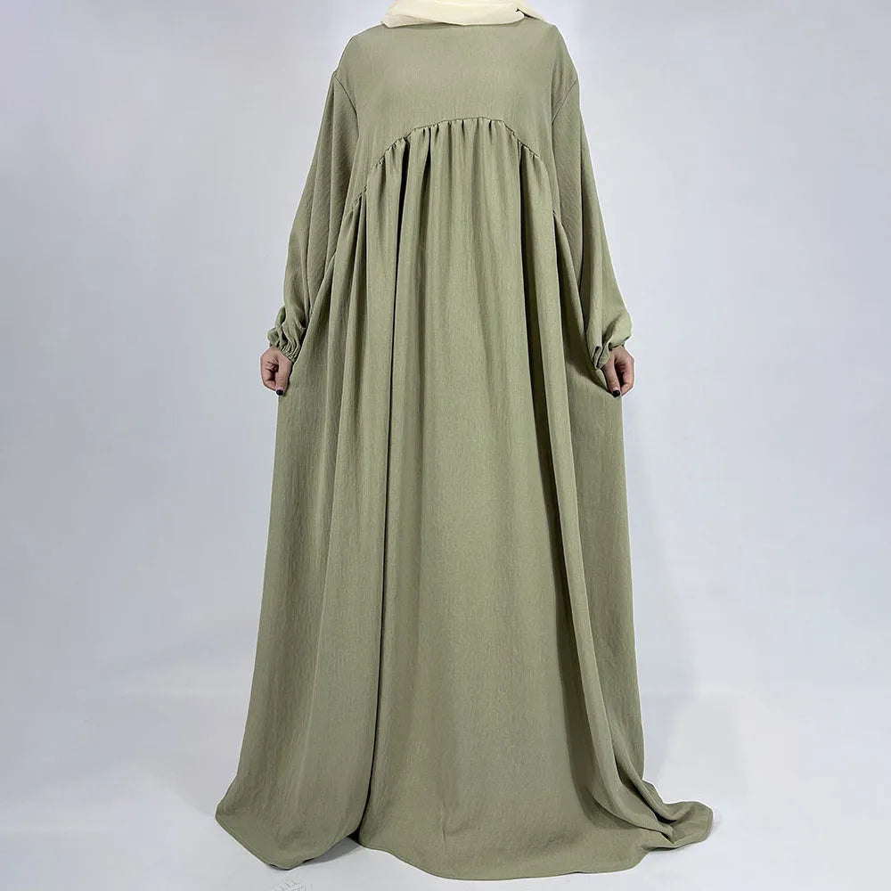 New Balloon Sleeve Abaya Jazz Crepe Wide Bottom Loose EID Ramadan Dubai Muslim Woman Wholesale Islamic Clothing Modest Dress