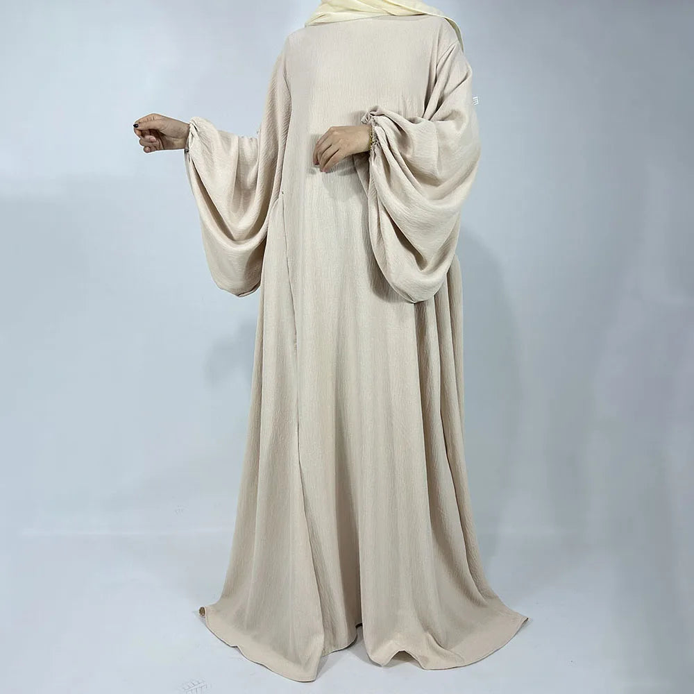 New Balloon Sleeve Abaya Jazz Crepe Wide Bottom Loose EID Ramadan Dubai Muslim Woman Wholesale Islamic Clothing Modest Dress